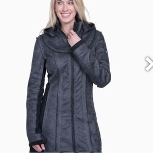 Kuhl Women's Dani Sherpa Gray Hooded Trench Coat, Sz M